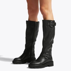 Kurt Geiger Black Leather Moto Boots